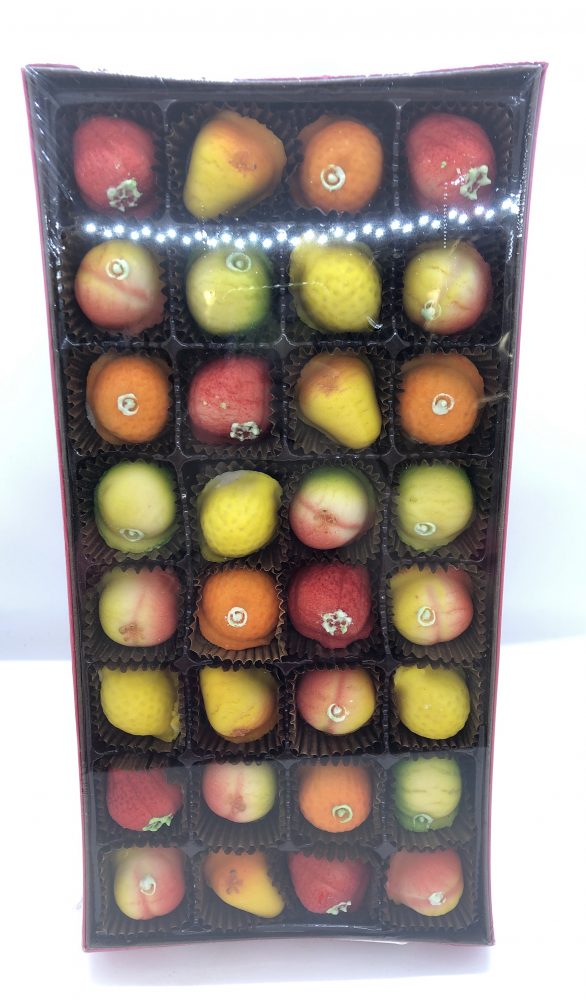 Van Holten’s gift box of colorful fruit-shaped marzipan candies